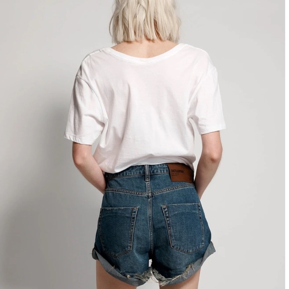 NWT One Teaspoon Dirty Indigo Bandit Denim High Rise Denim Shorts Size 25 - Picture 3 of 6